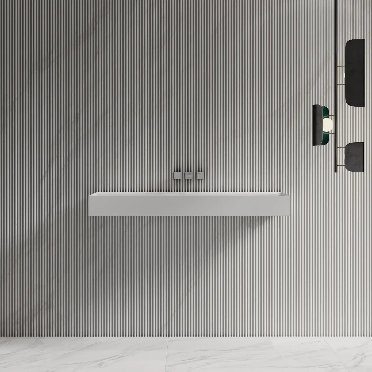 31.5-47.2 Inch MonBlari Solid Surface Wall Mount Bathroom Sink