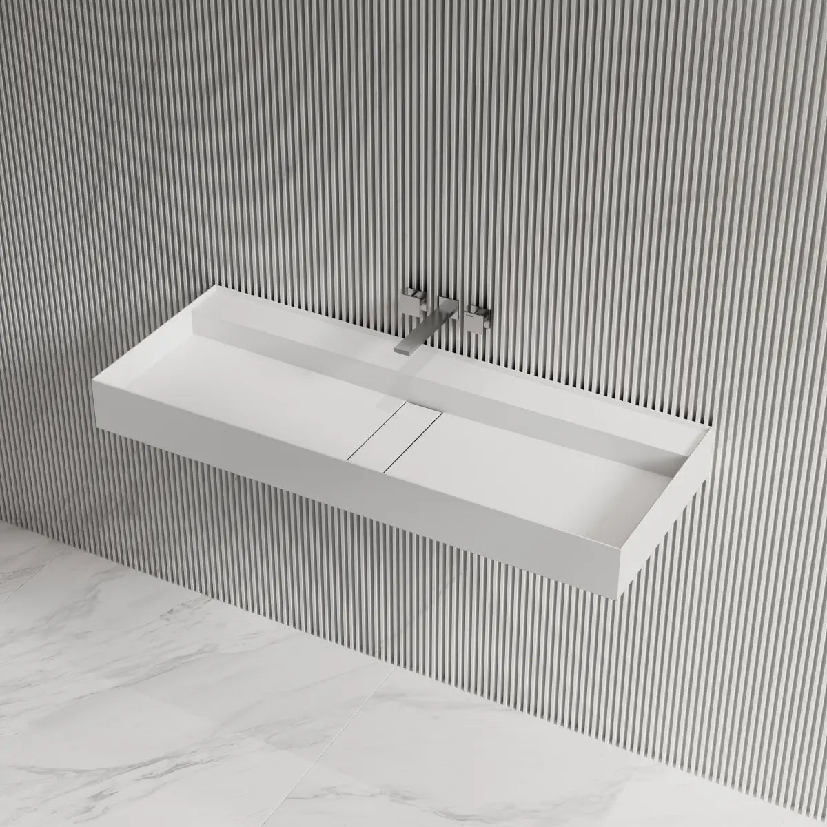 31.5-47.2 Inch MonBlari Solid Surface Wall Mount Bathroom Sink