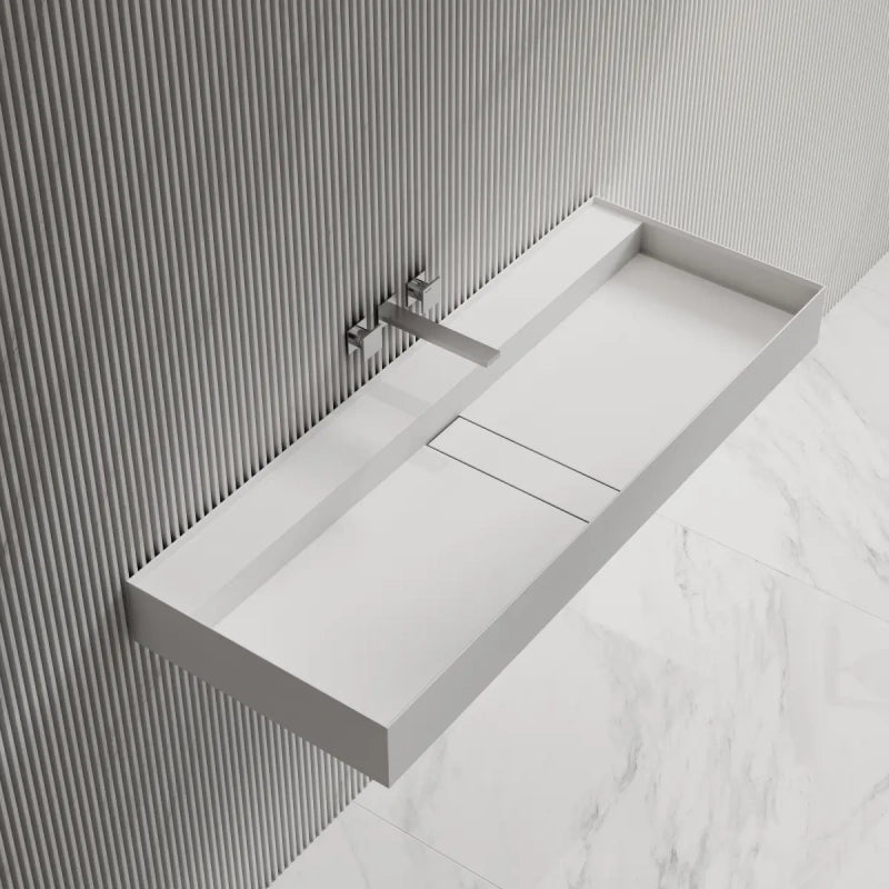 31.5-47.2 Inch MonBlari Solid Surface Wall Mount Bathroom Sink