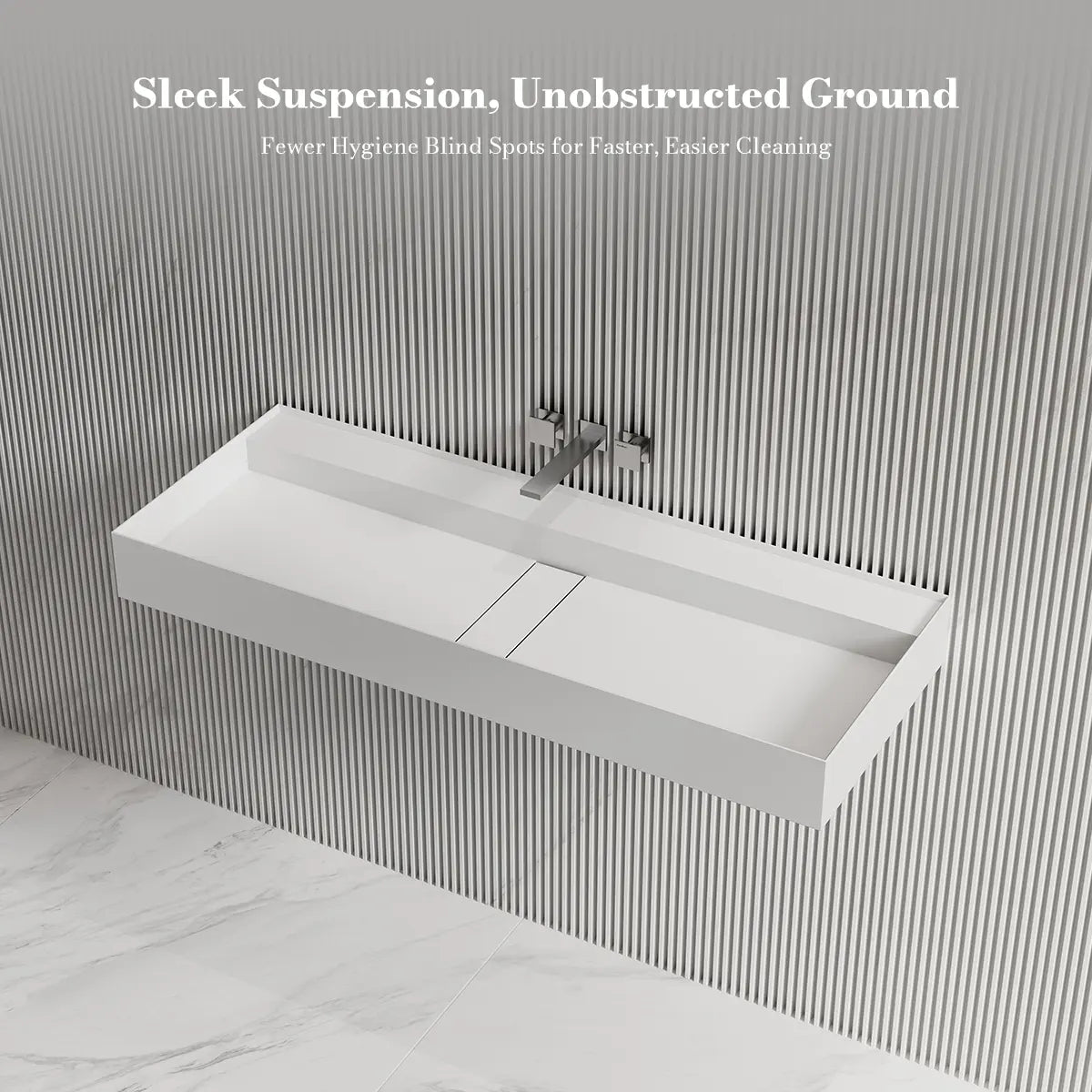 31.5-47.2 Inch MonBlari Solid Surface Wall Mount Bathroom Sink