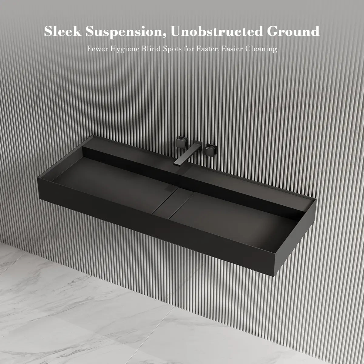 31.5-47.2 Inch MonBlari Solid Surface Wall Mount Bathroom Sink