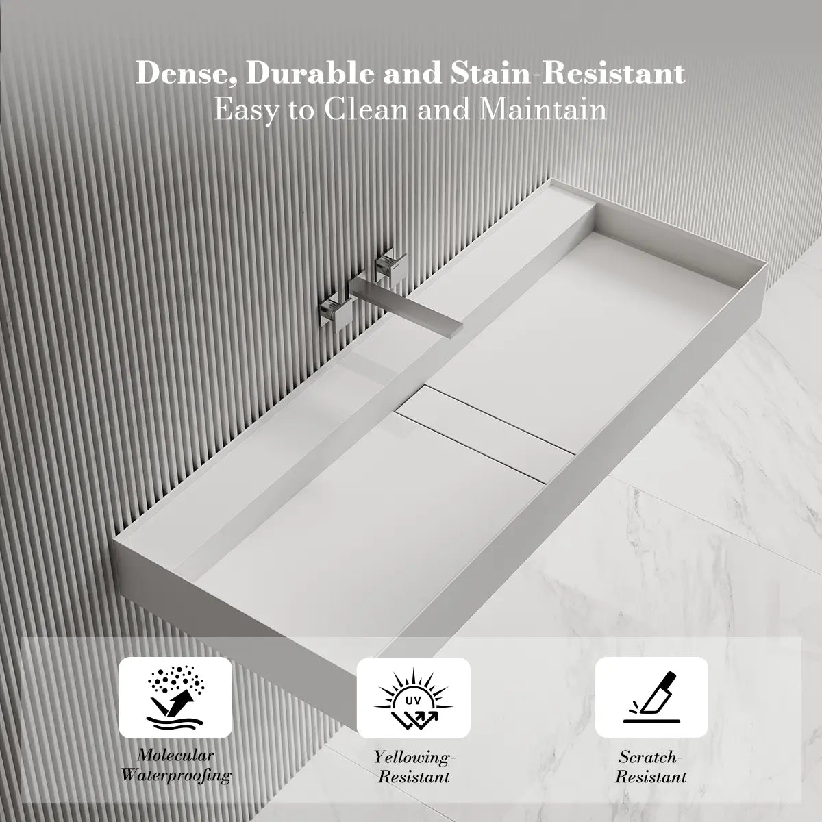 31.5-47.2 Inch MonBlari Solid Surface Wall Mount Bathroom Sink