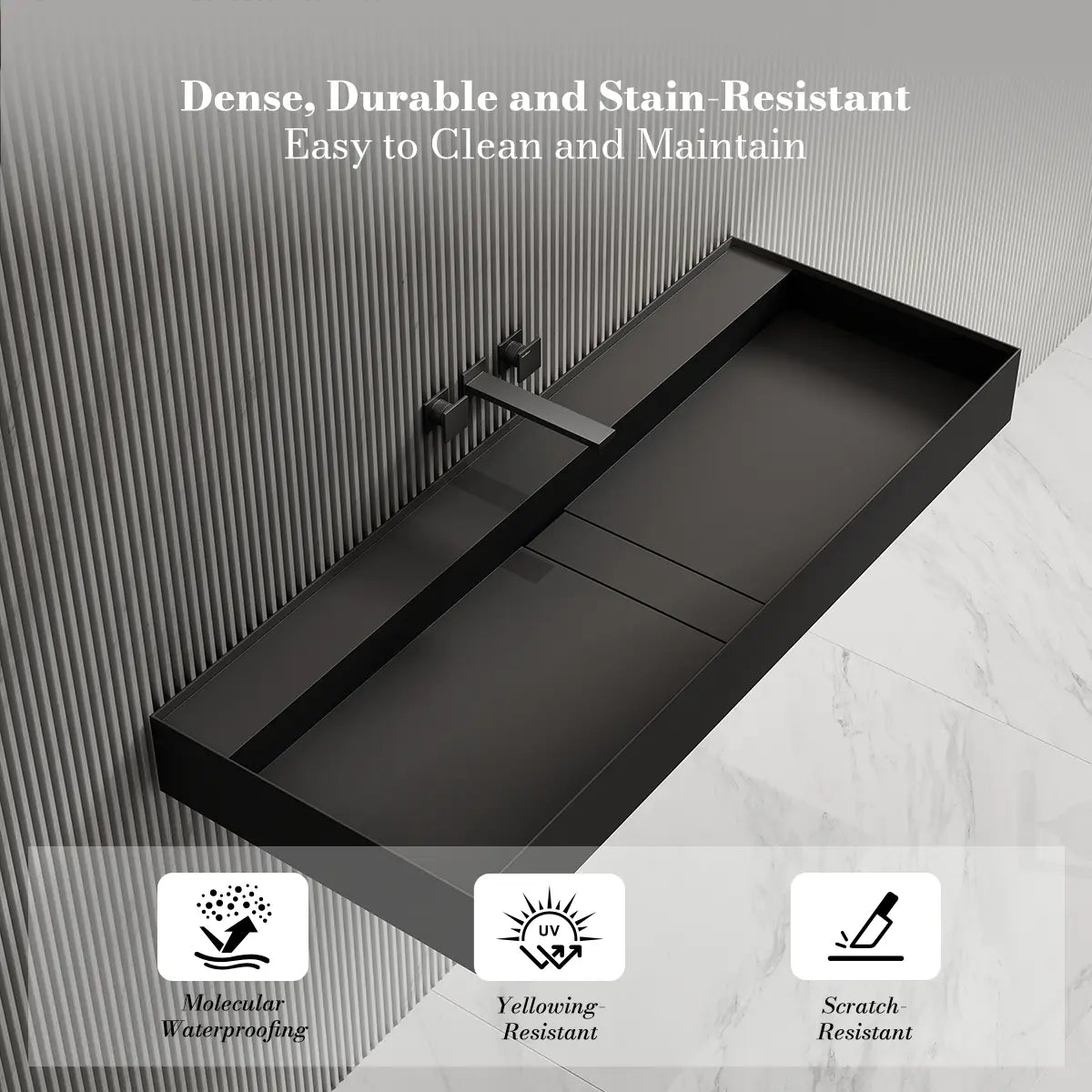31.5-47.2 Inch MonBlari Solid Surface Wall Mount Bathroom Sink