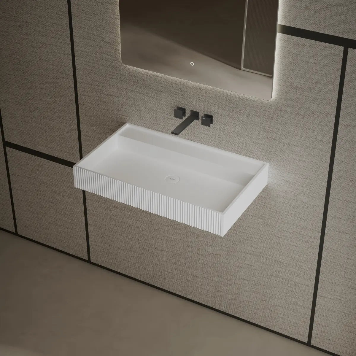 39 Inch MonBlari Solid Surface Wall Mount Bathroom Sink