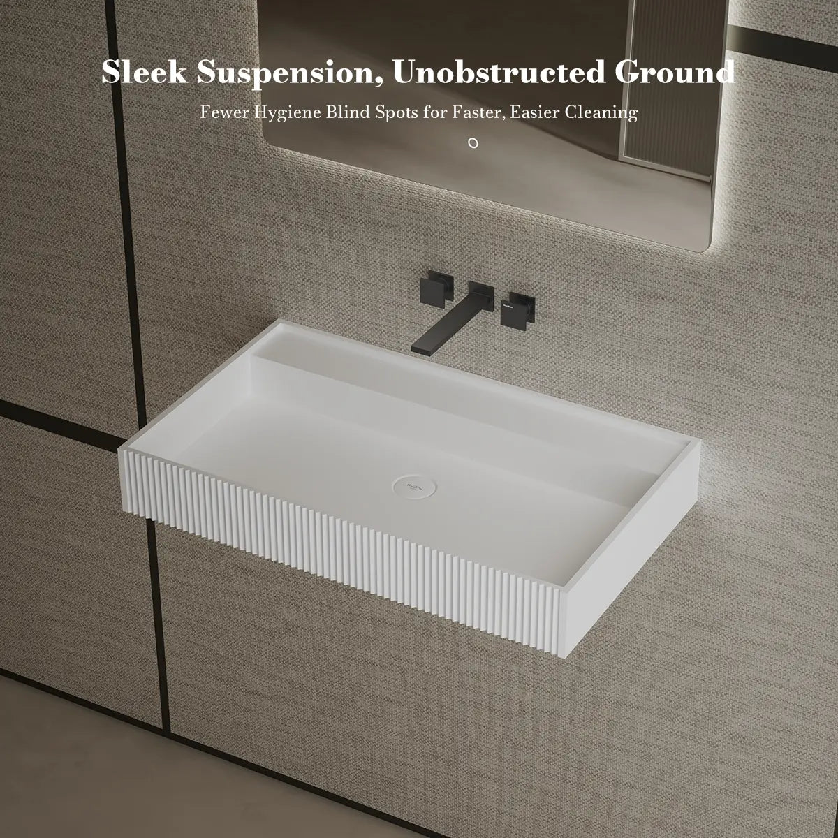 39 Inch MonBlari Solid Surface Wall Mount Bathroom Sink