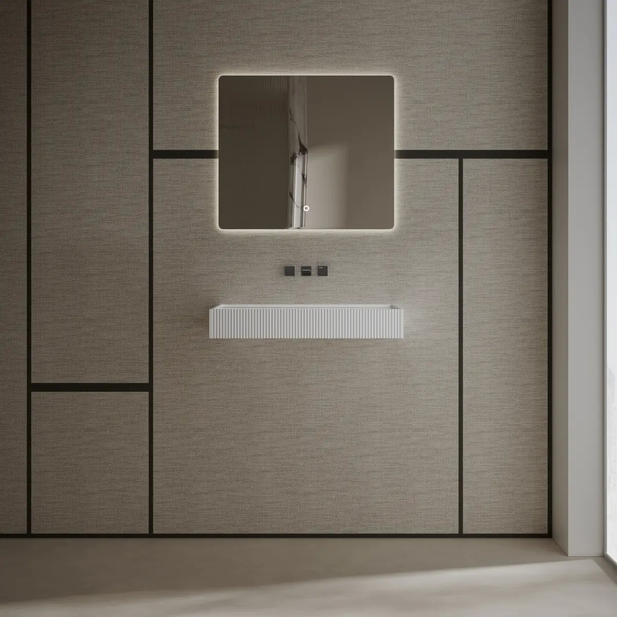 39 Inch MonBlari Solid Surface Wall Mount Bathroom Sink