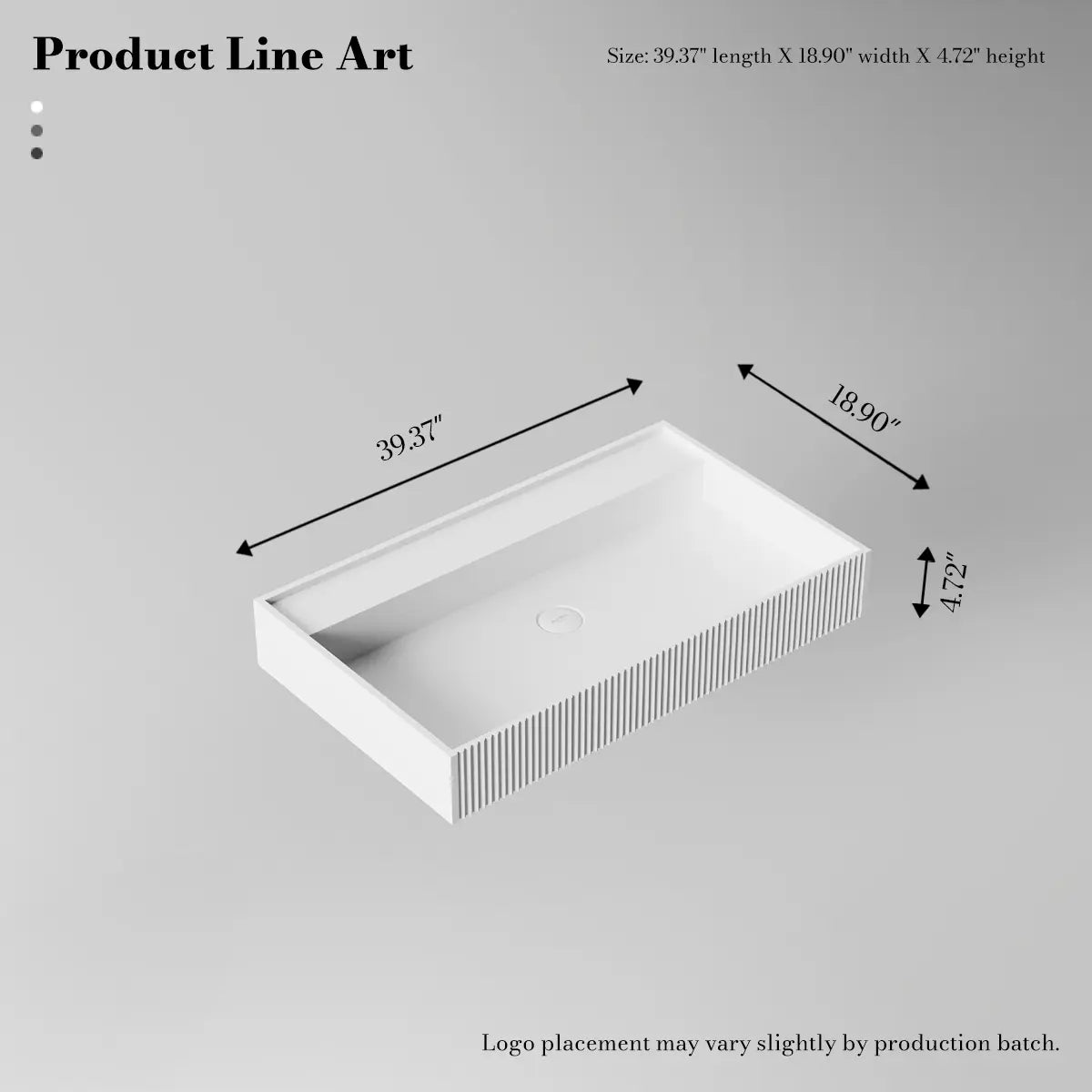 39 Inch MonBlari Solid Surface Wall Mount Bathroom Sink