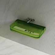 30"-47" MonBlari Resin Clear Green Vessel Sink Bathroom Wall Mount Sink Fluted