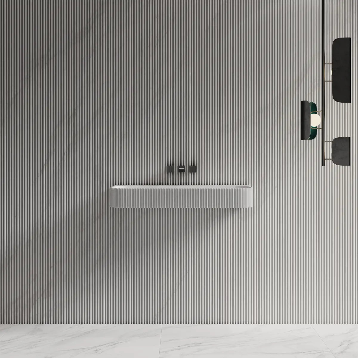 29.5-47.2 Inch MonBlari VENUS SERIES Solid Surface Wall Mount Bathroom Sink