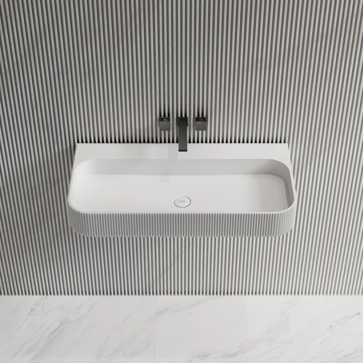 29.5-47.2 Inch MonBlari VENUS SERIES Solid Surface Wall Mount Bathroom Sink