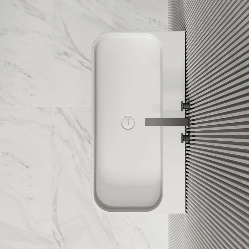 29.5-47.2 Inch MonBlari VENUS SERIES Solid Surface Wall Mount Bathroom Sink Fluted