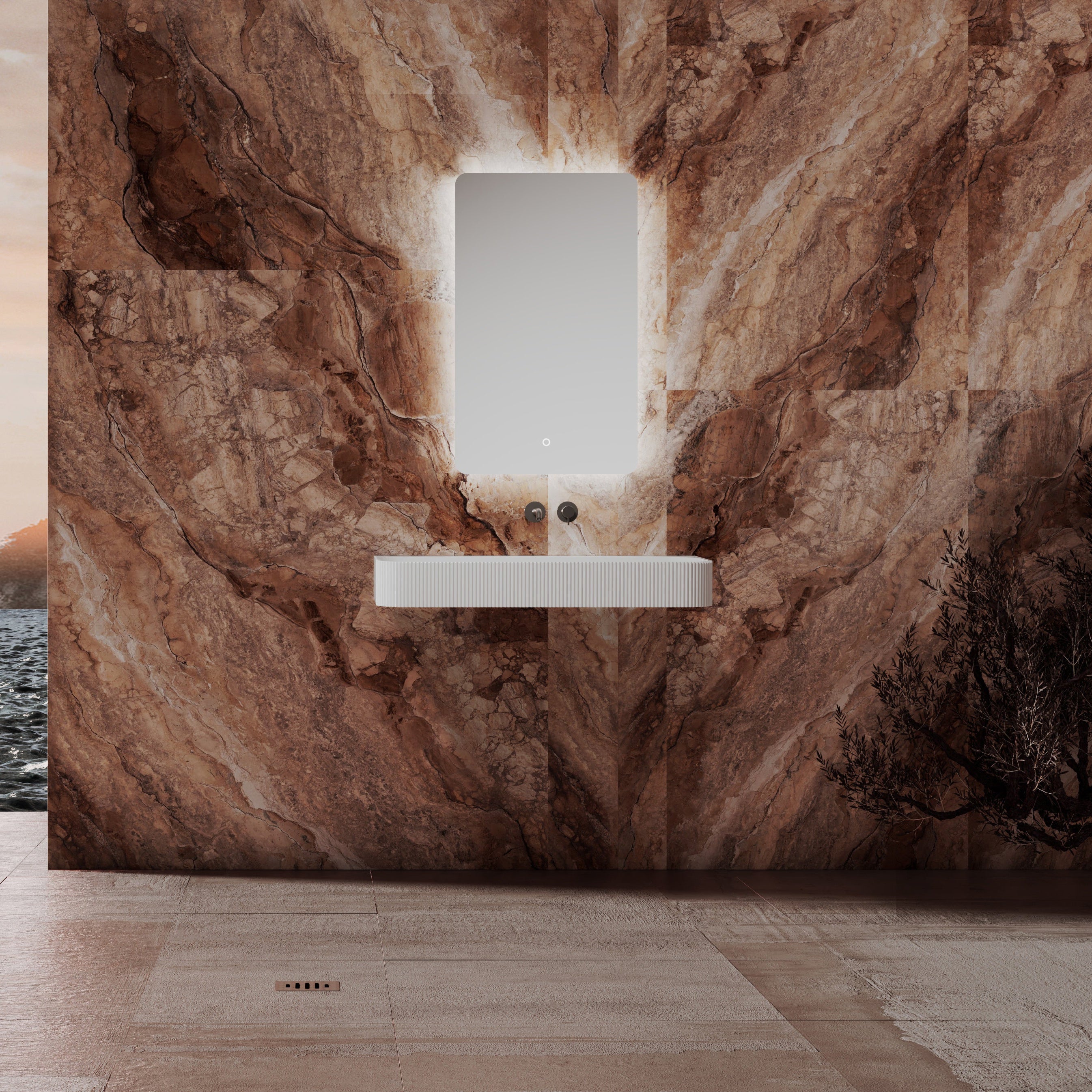 47 Inch MonBlari Solid Surface Vessel Bowl Sink Bathroom Sink-TW-G261-FrontView