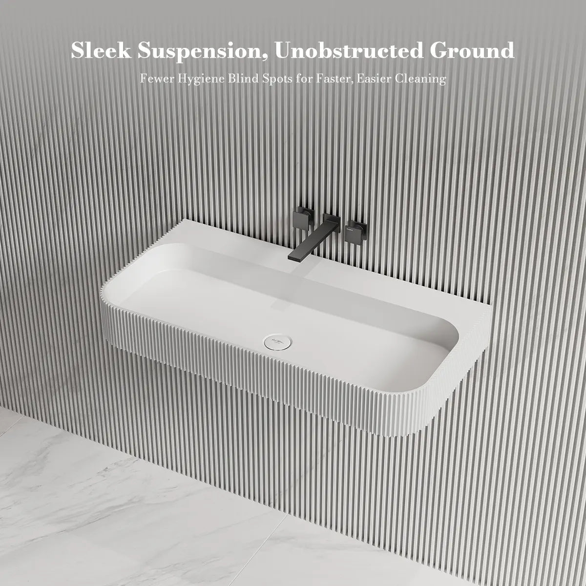 29.5-47.2 Inch MonBlari VENUS SERIES Solid Surface Wall Mount Bathroom Sink
