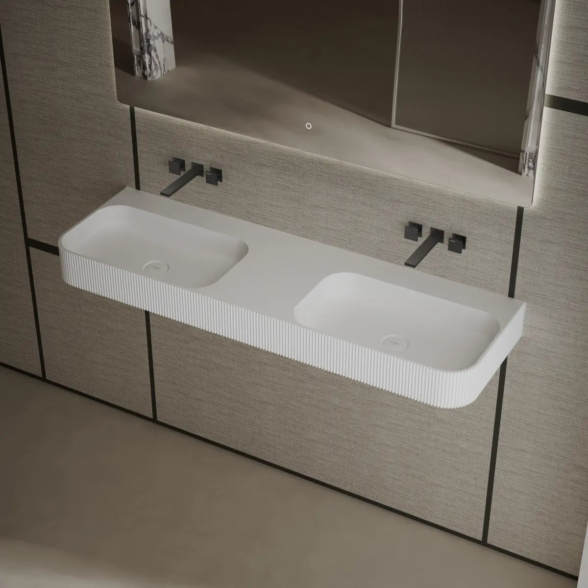 59.1 Inch MonBlari Solid Surface Wall Mount Vessel Sink Bathroom Sink