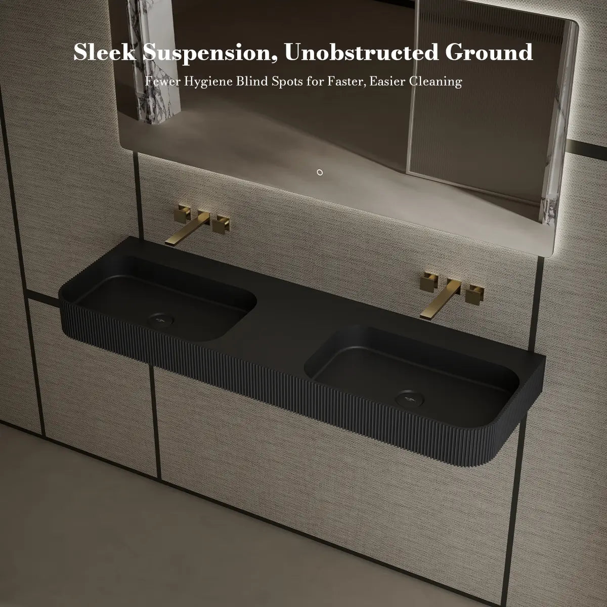 59.1 inch MonBlari Solid Surface Wall Mount Sink Bathroom Wash Basin