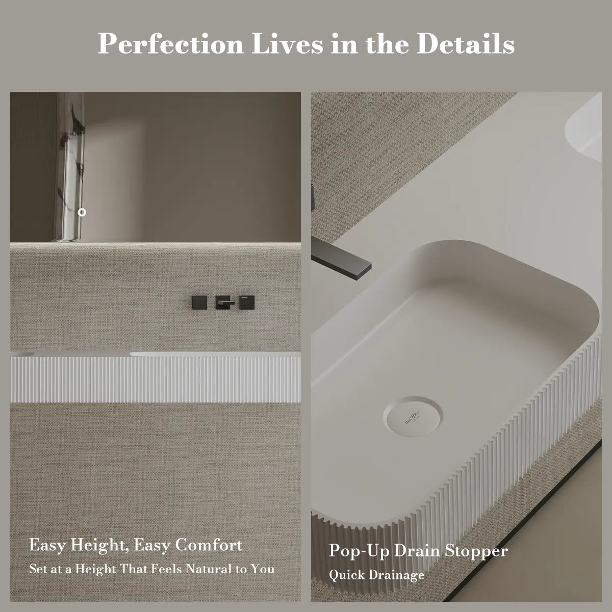 59.1 inch MonBlari Solid Surface Wall Mount Sink Bathroom Wash Basin