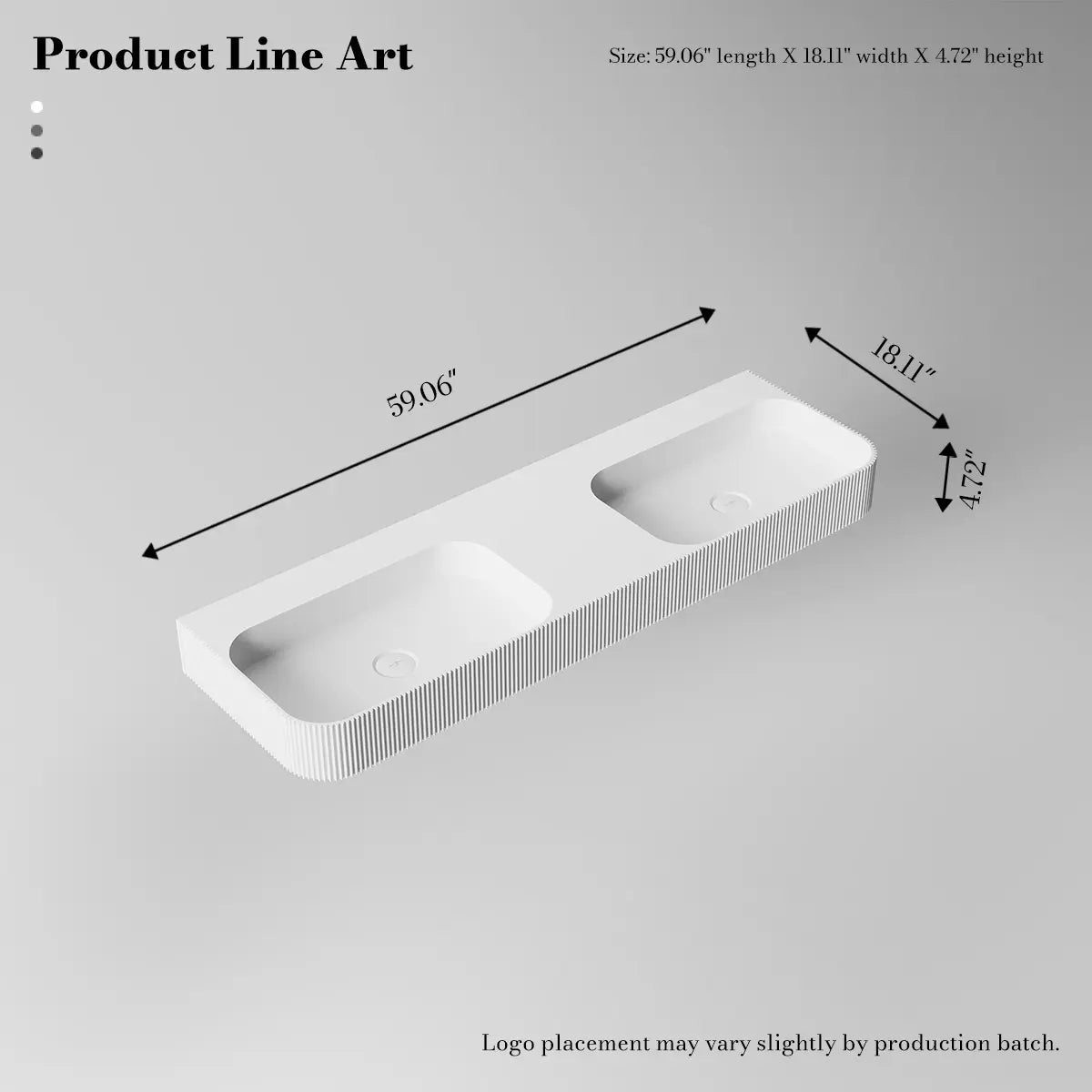 59.1 Inch MonBlari Solid Surface Wall Mount Vessel Sink Bathroom Sink