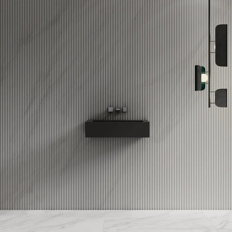 23.6 Inch MonBlari Solid Surface Bathroom Vessel Sink Wall Mounted Sink