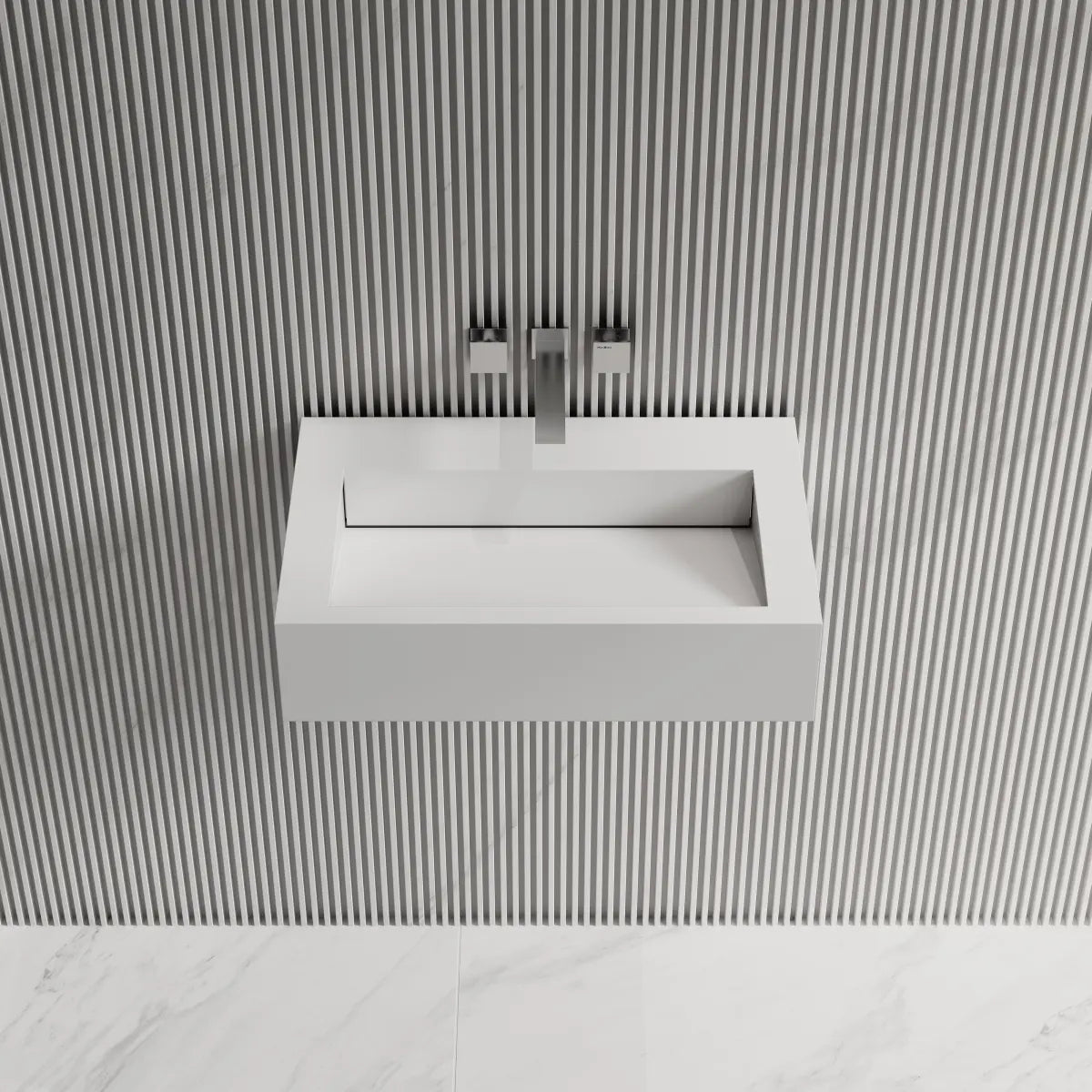 23.6 Inch MonBlari Solid Surface Bathroom Vessel Sink Wall Mounted Sink