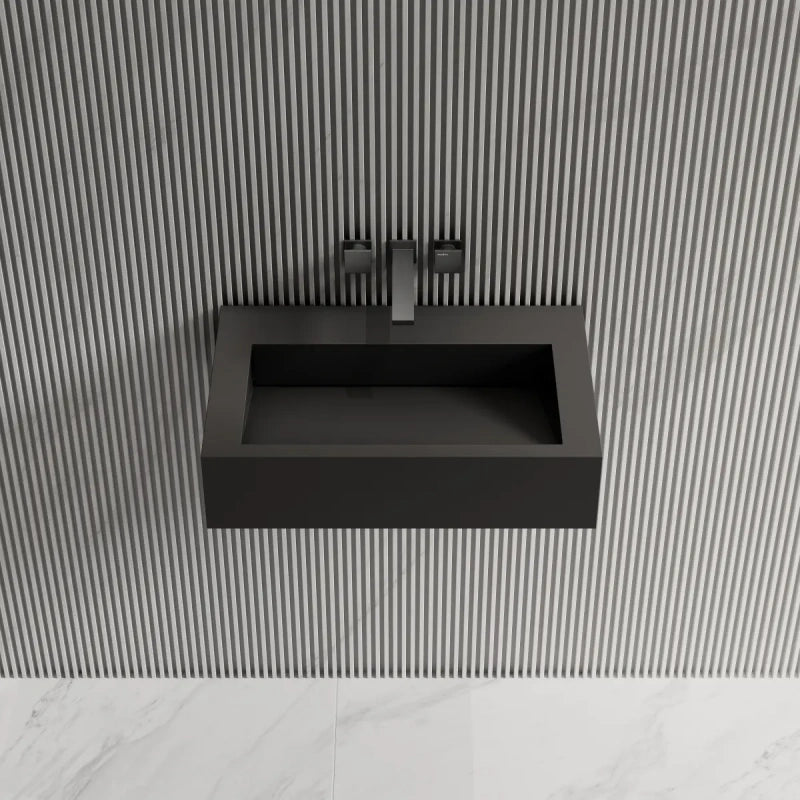 23.6 Inch MonBlari Solid Surface Bathroom Vessel Sink Wall Mounted Sink