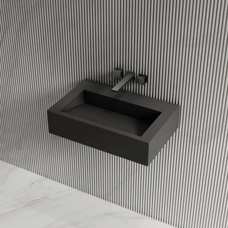 23.6 Inch MonBlari Solid Surface Bathroom Vessel Sink Wall Mounted Sink
