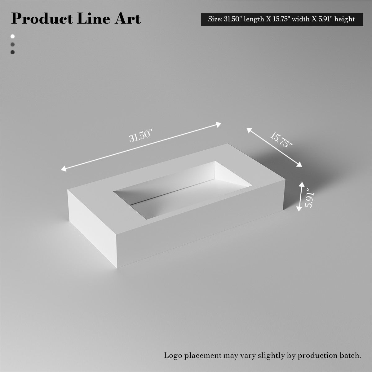 31.5 Inch MonBlari SERENE SERIES Solid Surface Wall Mount Sink Bathroom Sink