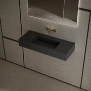 39.4 Inch MonBlari Solid Surface Vessel Bathroom Sink Wall Mount Sink