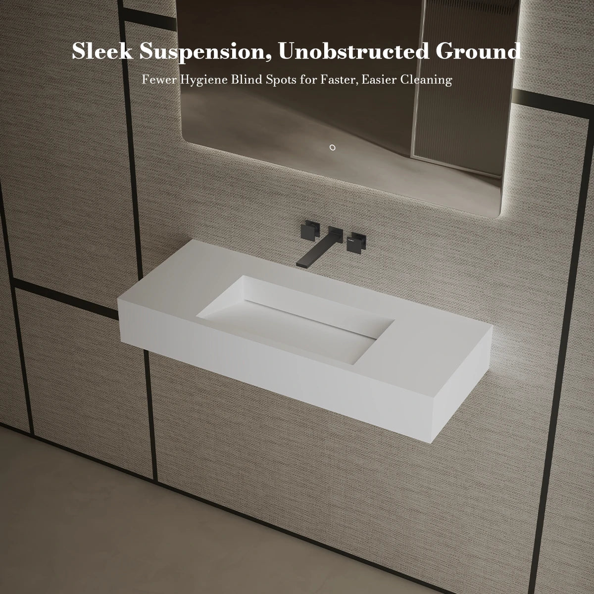 Monbalri Wall-Mount Bathroom Sink— Includes Overflow