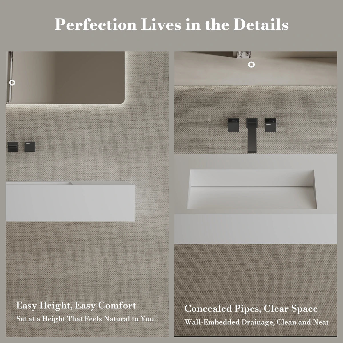 Monbalri Wall-Mount Bathroom Sink— Includes Overflow