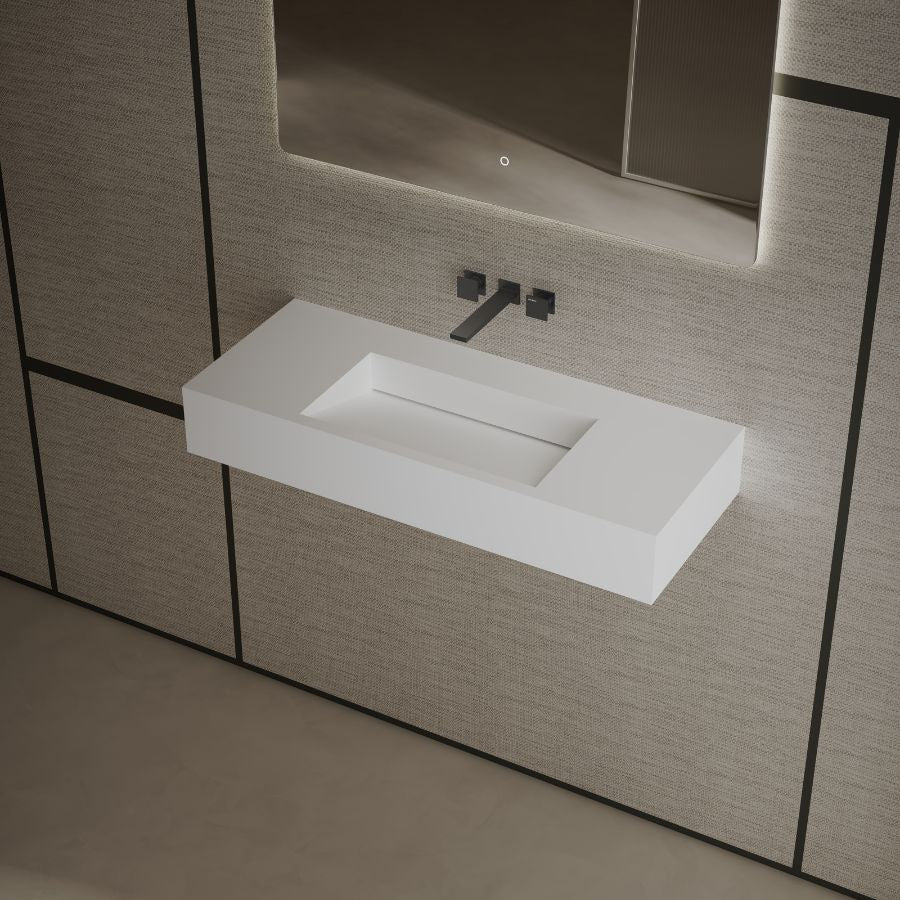 Monbalri Wall-Mount Bathroom Sink— Includes Overflow