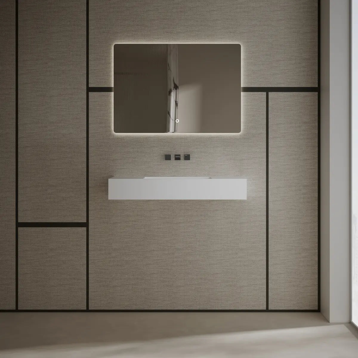 39.4 Inch MonBlari Solid Surface Vessel Bathroom Sink Wall Mount Sink