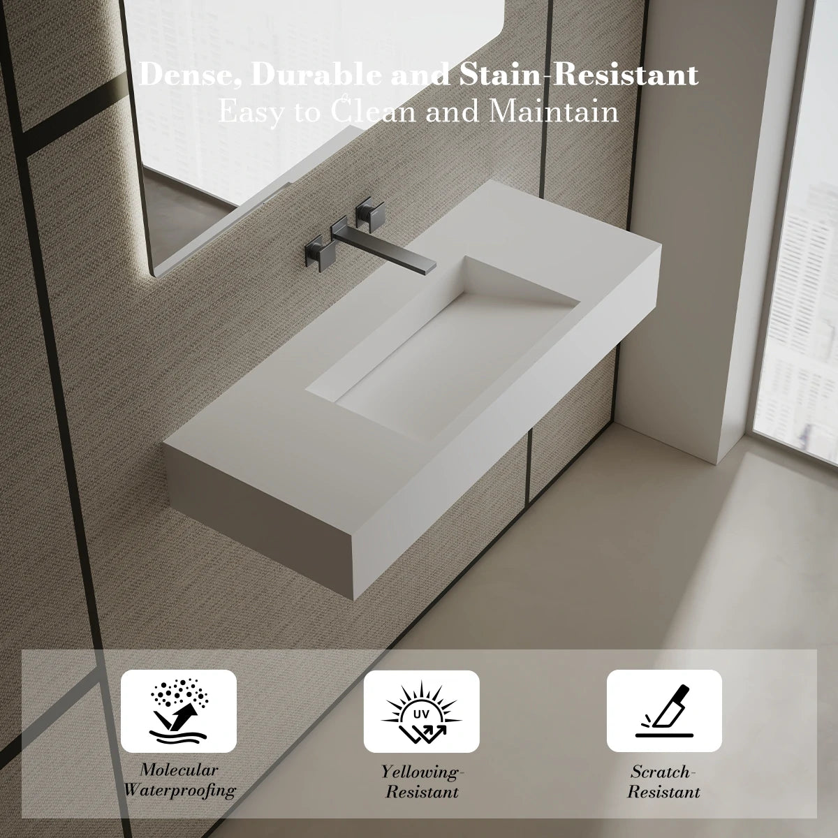 Monbalri Wall-Mount Bathroom Sink— Includes Overflow