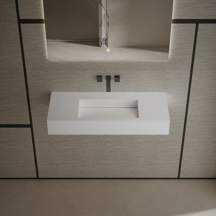 Monbalri Wall-Mount Bathroom Sink— Includes Overflow