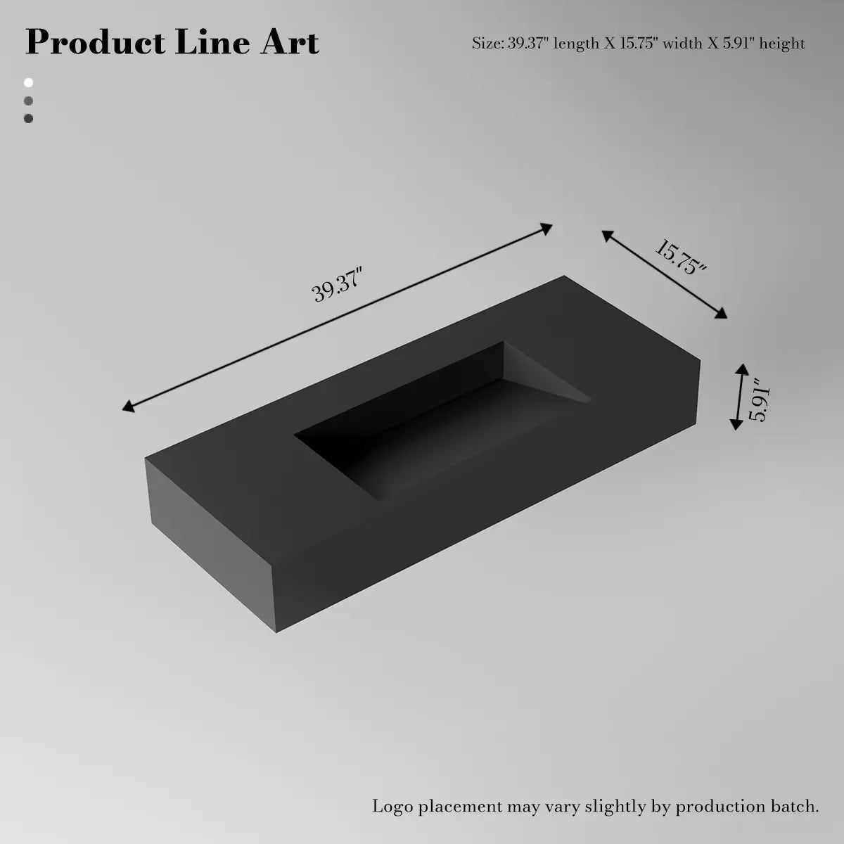 39.4 Inch MonBlari Solid Surface Vessel Bathroom Sink Wall Mount Sink