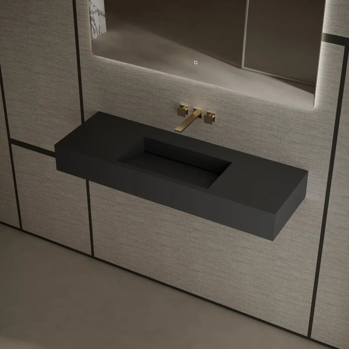 47.2 Inch MonBlari Solid Surface Wall Mount Sink Bathroom Sink