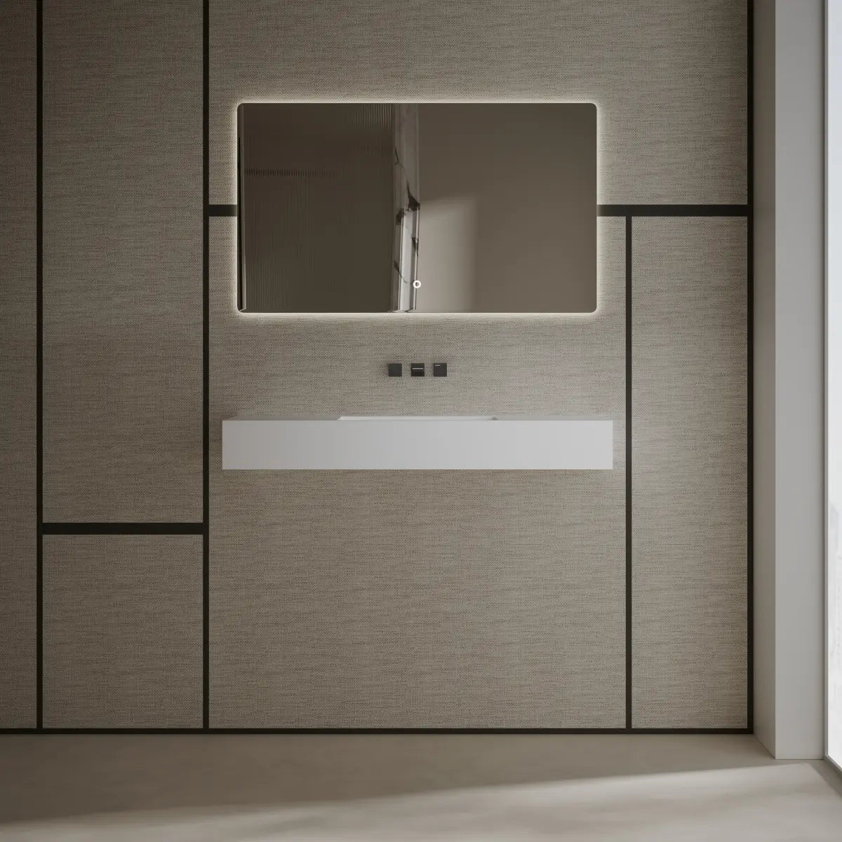 47.2 Inch MonBlari Solid Surface Wall Mount Sink Bathroom Sink