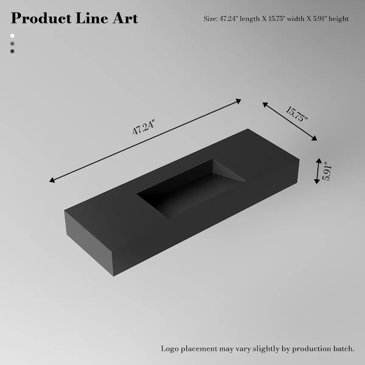 47.2 Inch MonBlari Solid Surface Wall Mount Sink Bathroom Sink