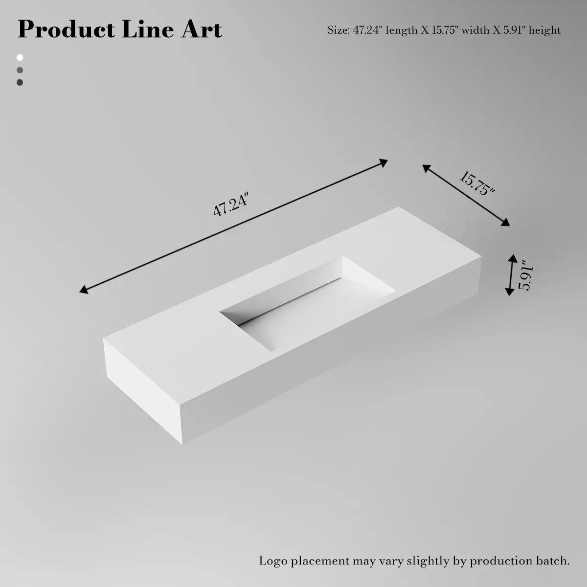 47.2 Inch MonBlari Solid Surface Wall Mount Sink Bathroom Sink