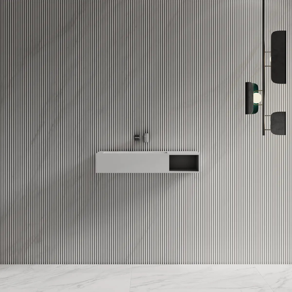 31.5 Inch MonBlari Solid Surface Wall Mount Bathroom Sink