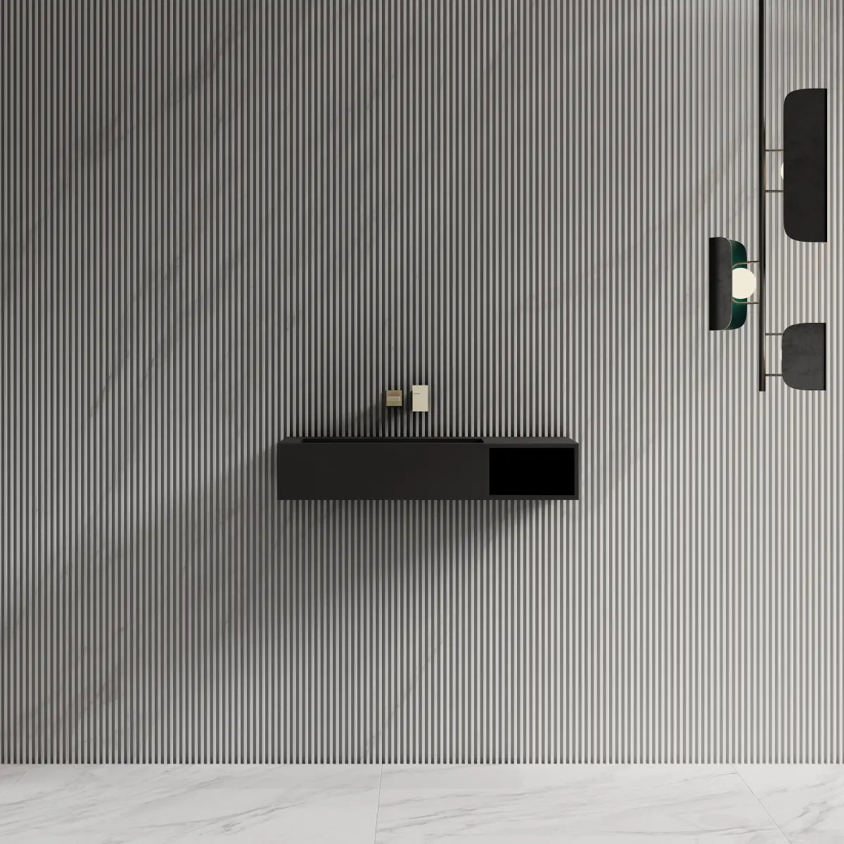 31.5 Inch MonBlari Solid Surface Wall Mount Bathroom Sink