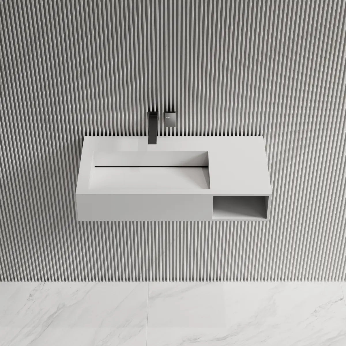 31.5 Inch MonBlari Solid Surface Wall Mount Bathroom Sink