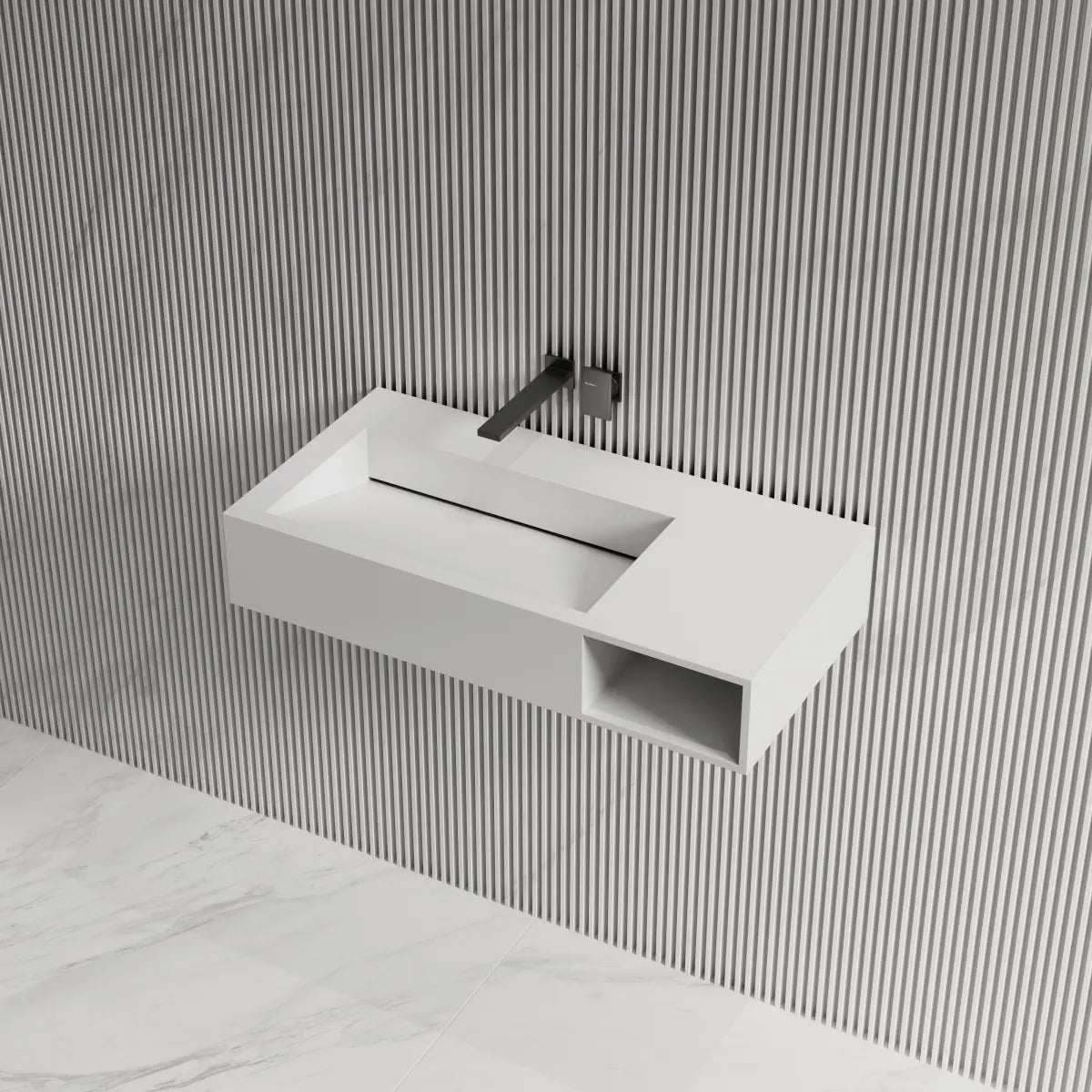 31.5 Inch MonBlari Solid Surface Wall Mount Bathroom Sink