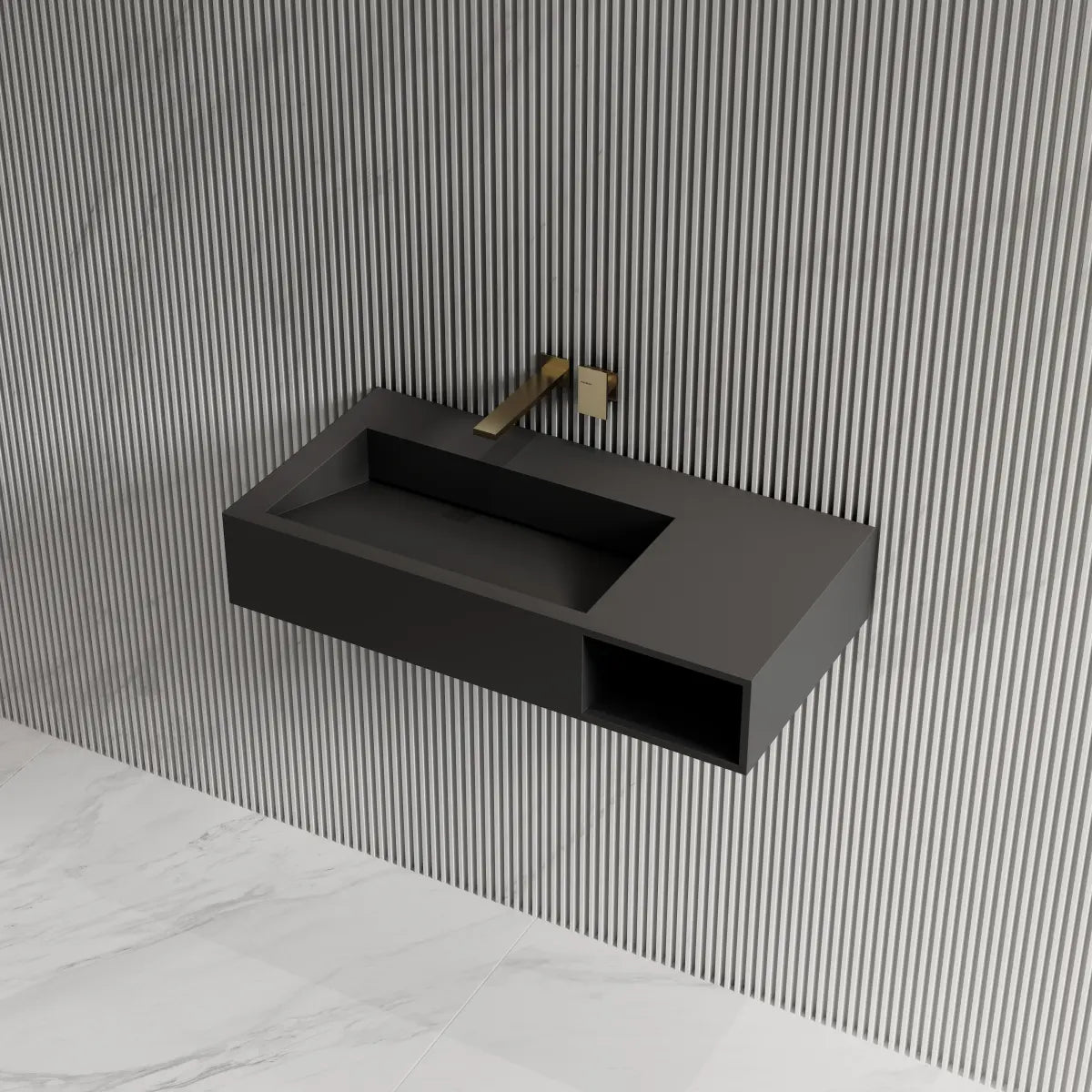 31.5 Inch MonBlari Solid Surface Wall Mount Bathroom Sink