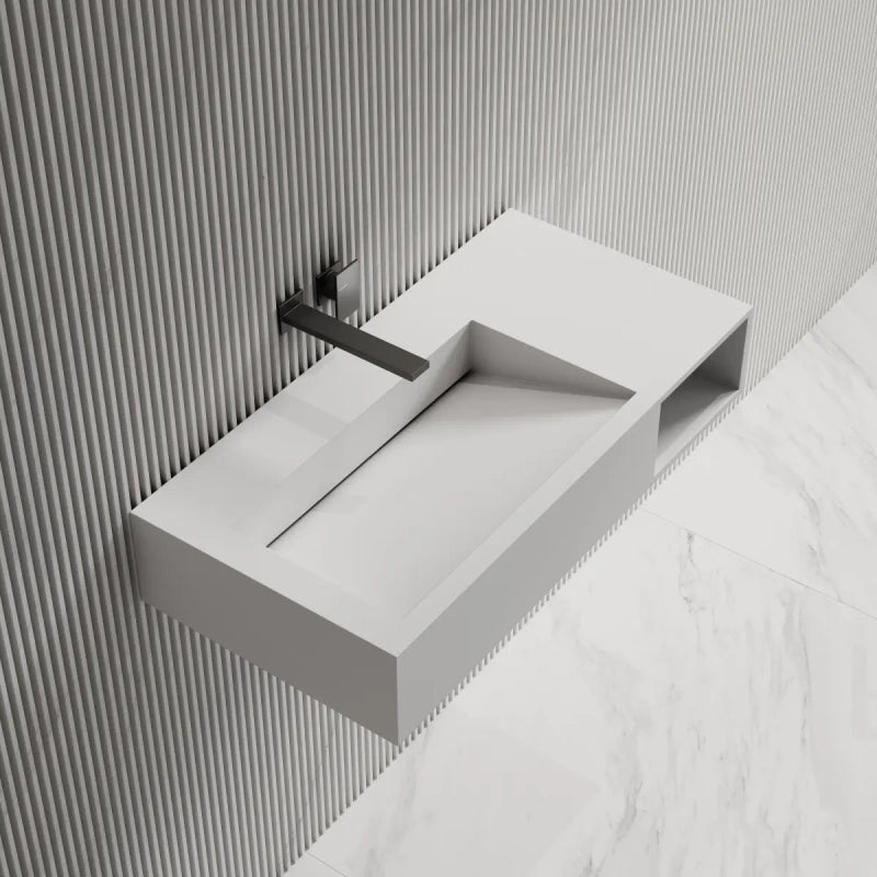 31.5 Inch MonBlari Solid Surface Wall Mount Bathroom Sink