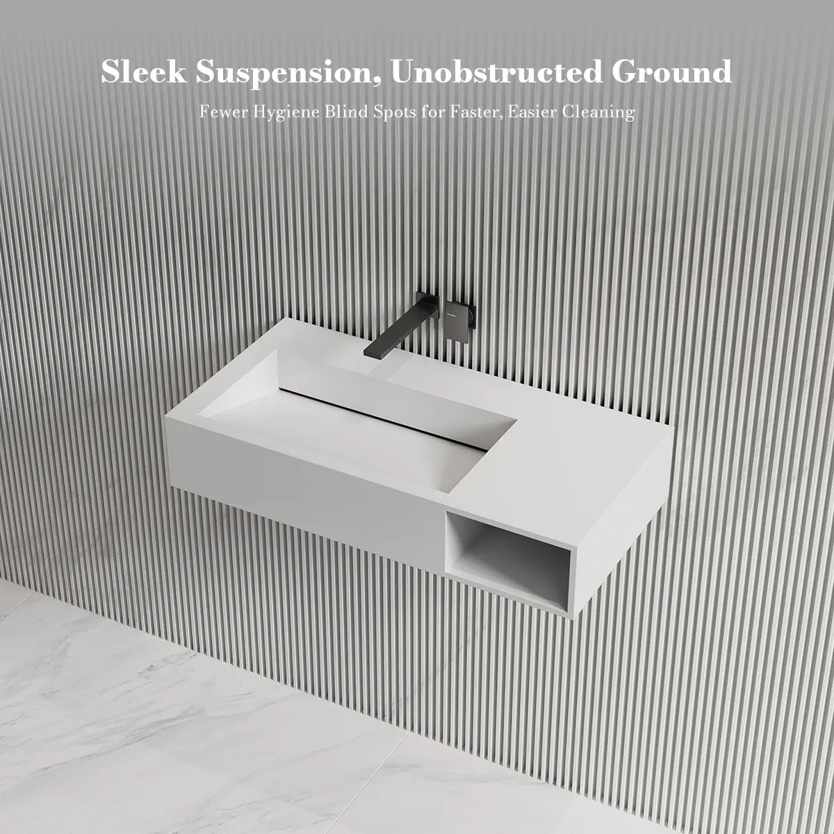 31.5 Inch MonBlari Solid Surface Wall Mount Bathroom Sink