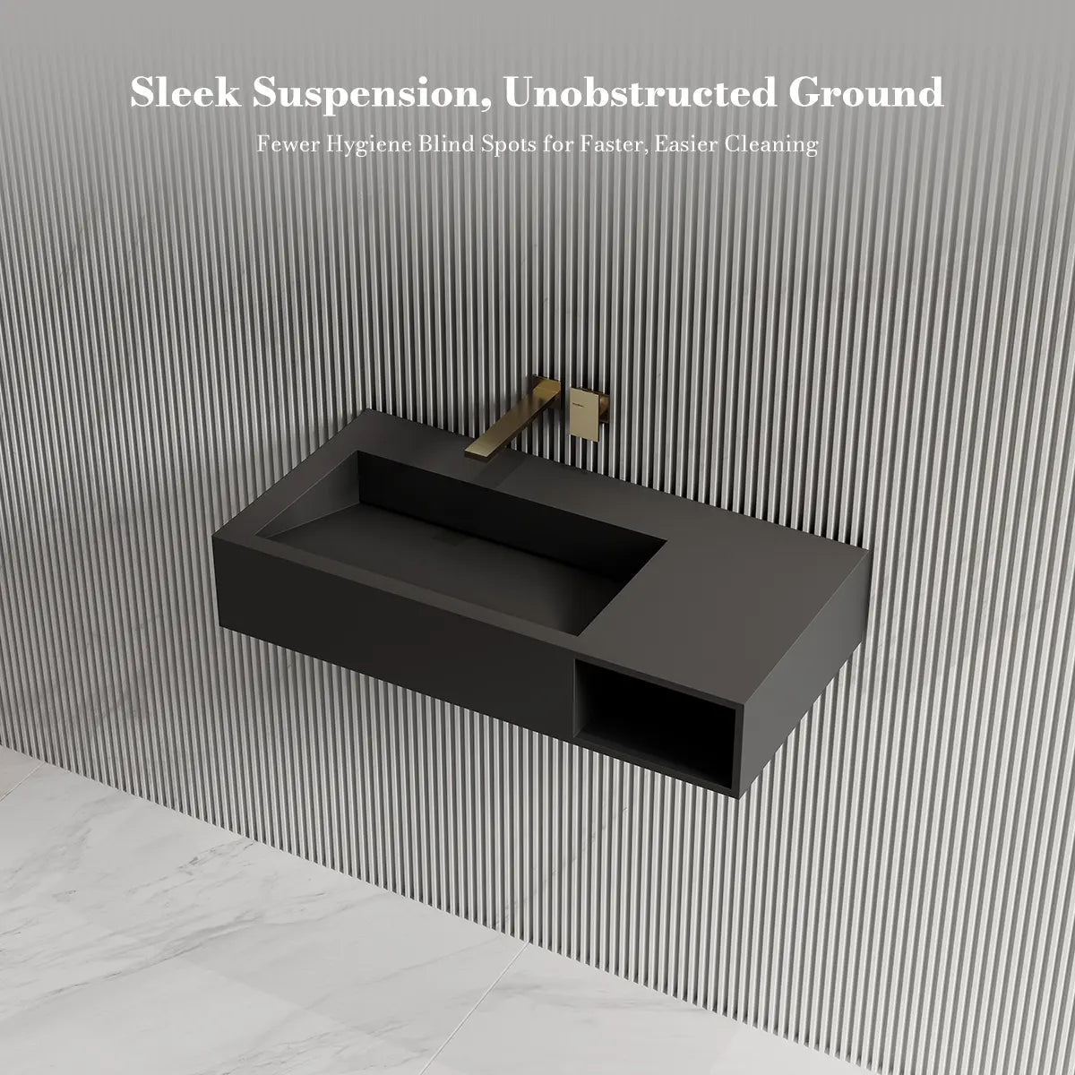 31.5 Inch MonBlari Solid Surface Wall Mount Bathroom Sink