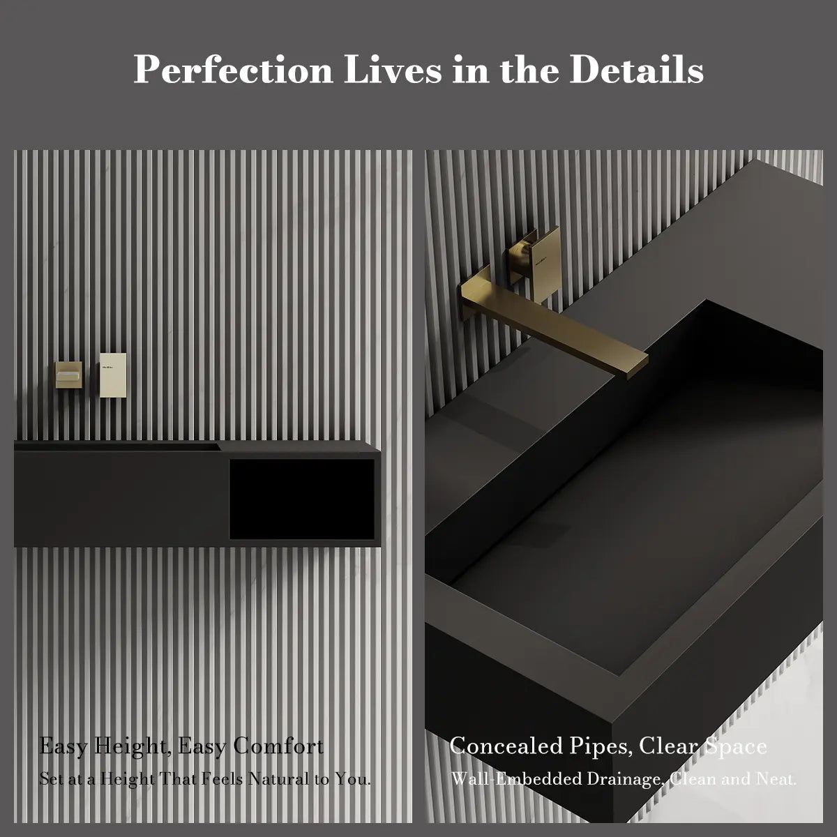 31.5 Inch MonBlari Solid Surface Wall Mount Bathroom Sink