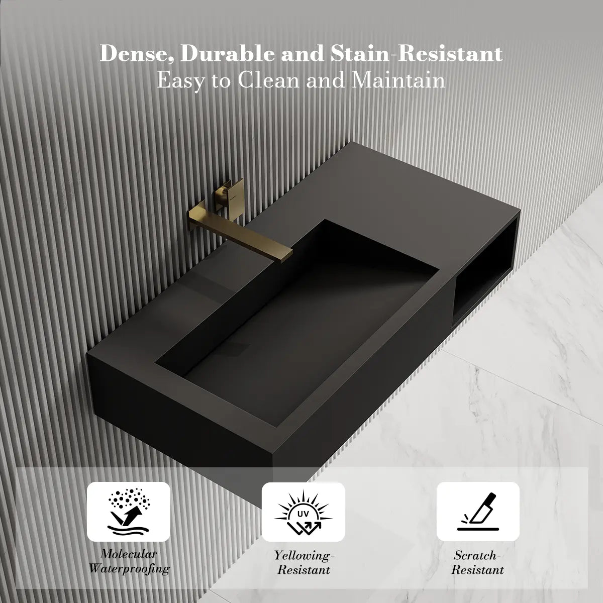 31.5 Inch MonBlari Solid Surface Wall Mount Bathroom Sink
