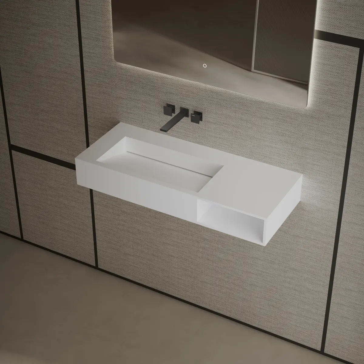 39.4 inch MonBlari Solid Surface Wall Mounted Bathroom Sink