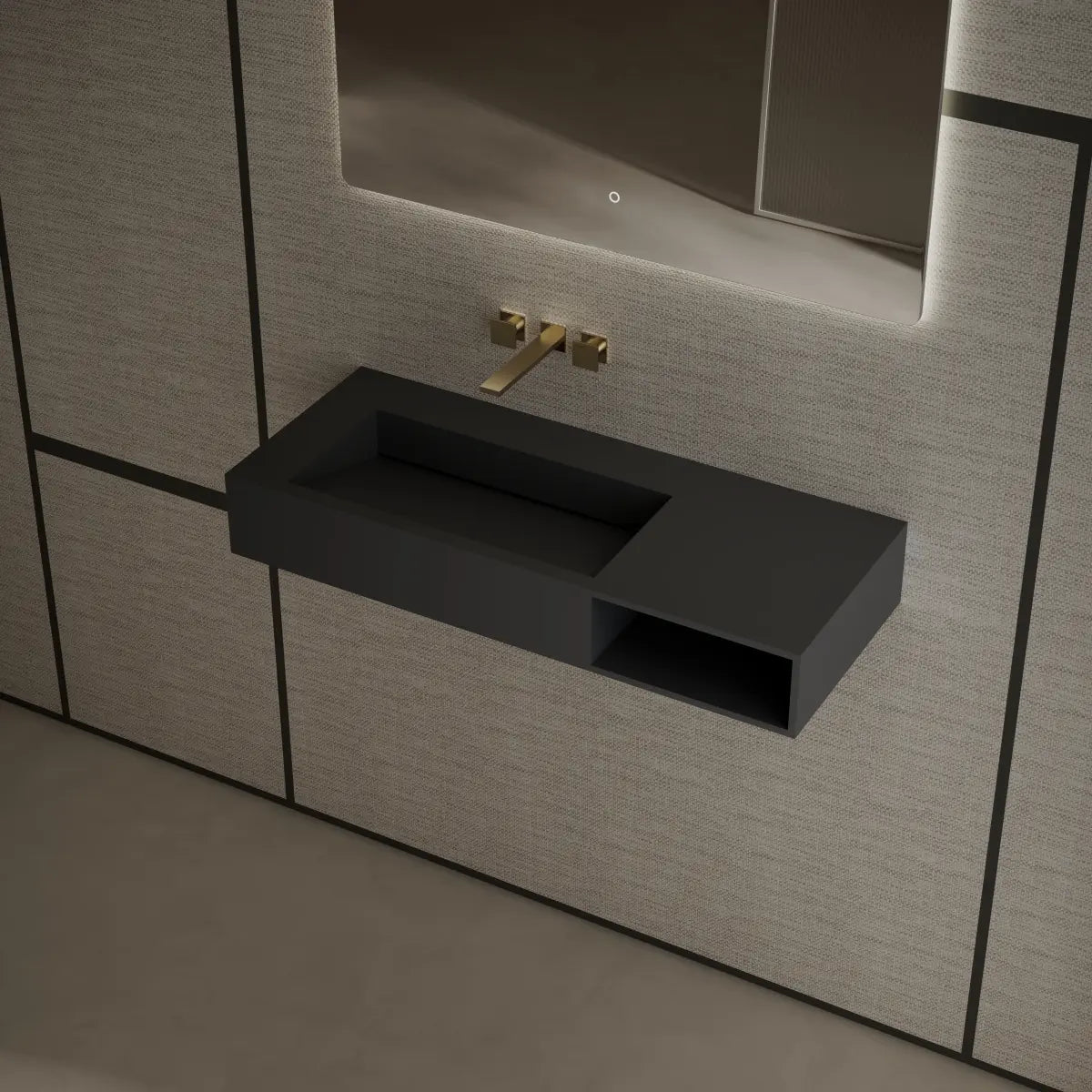 39.4 inch MonBlari Solid Surface Wall Mounted Bathroom Sink